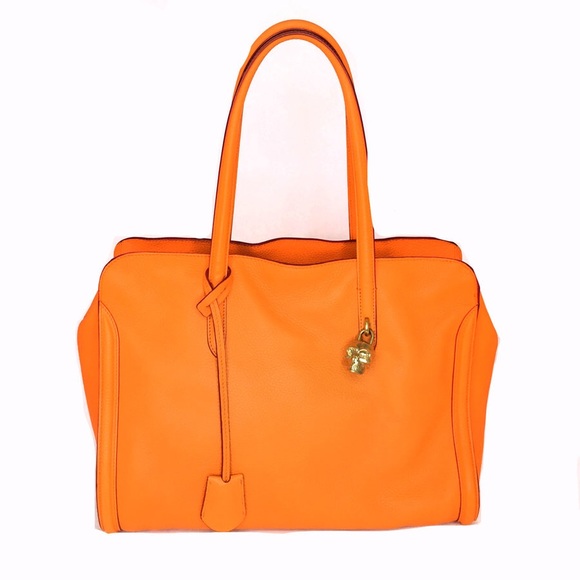 Alexander McQueen | Bags | Alexander Mcqueen Orange Padlock Skull Tote ...